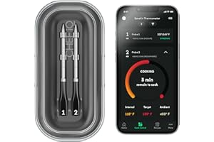 CHEF iQ Sense Smart Wireless Meat Thermometer with 2 Ultra-Thin Probes, Unlimited Range Bluetooth Meat Thermometer, Digital Food Thermometer for Remote Monitoring of BBQ Grill, Oven