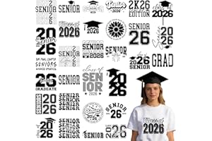 Rngmsi Dtf Transfers Ready to Press - 30 Pcs Graduation Iron on Patches for T-Shirts, Senior Class of 2026 Iron on Stickers, 