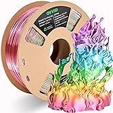 OVV3D Rainbow PLA Filament 1.75mm, PLA Silk PLA 3D Printer Filament Multicolor Silk Color Change Rainbow PLA Filament with Purple Pink Yellow Green Blue, 3D Printing Filament 3D Filament, 1kg