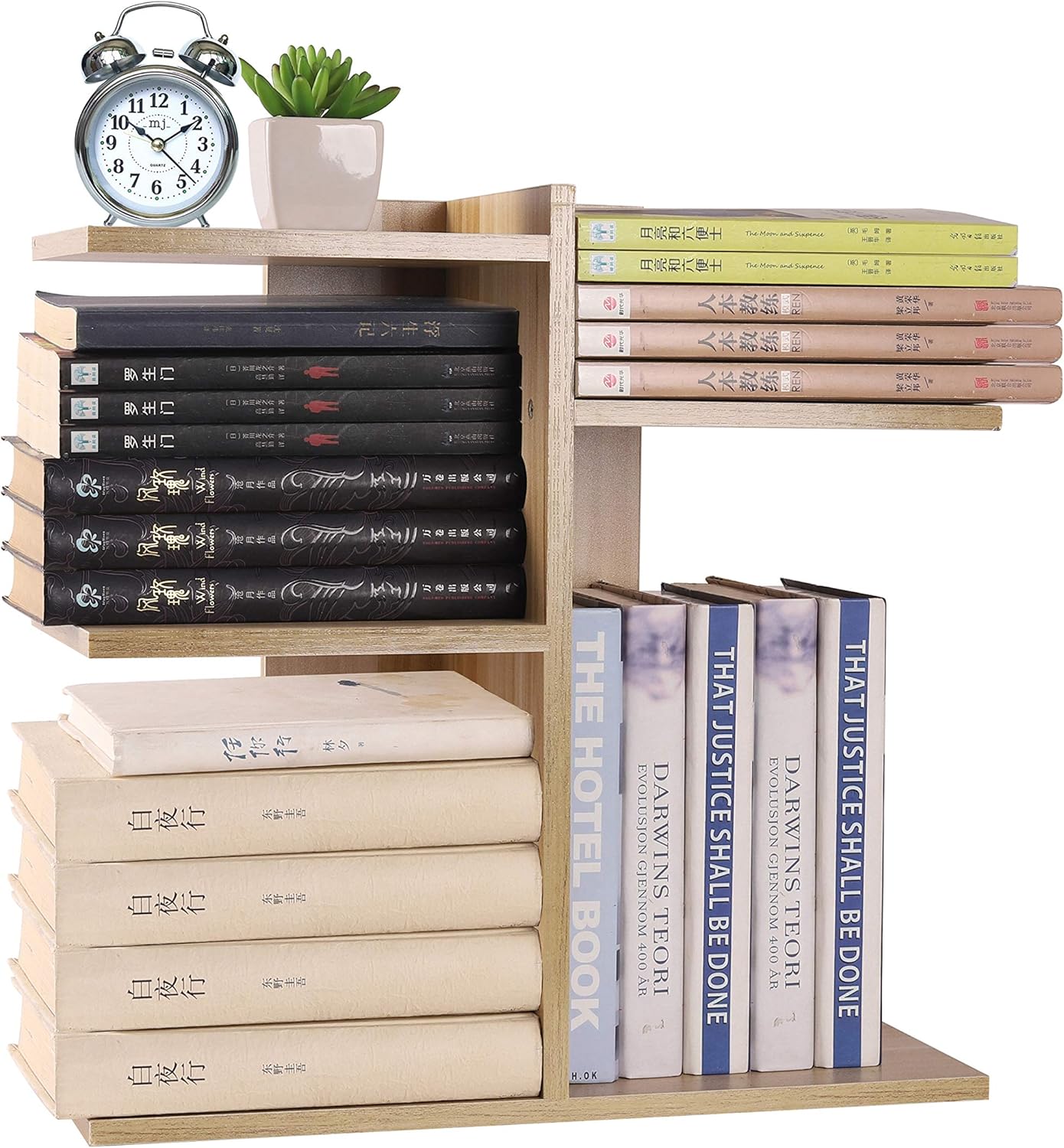 YCOCO Desktop Shelf Bookshelf,Wood Countertop Bookcase Storage Display Rack,Office Supplies Desk Organizer,Desk Organizer Literature Photo Display Rack,Light Brown: Kitchen & Dining