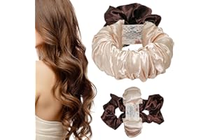 VTZNOJ Heatless Hair Curler Overnight to Sleep In,Heatless Curling Scrunchie for Women Soft Silk Lazy Rollers Headband for Long Hair Overnight. (Brown, normal)