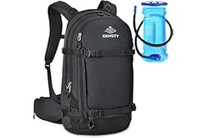 SEMSTY 25L Ski Hydration Backpack with 2L Water Bladder, Insulated Harness, Waterproof Snowboard Travel Hiking Backpack for Snowboard Ski Hiking Camping