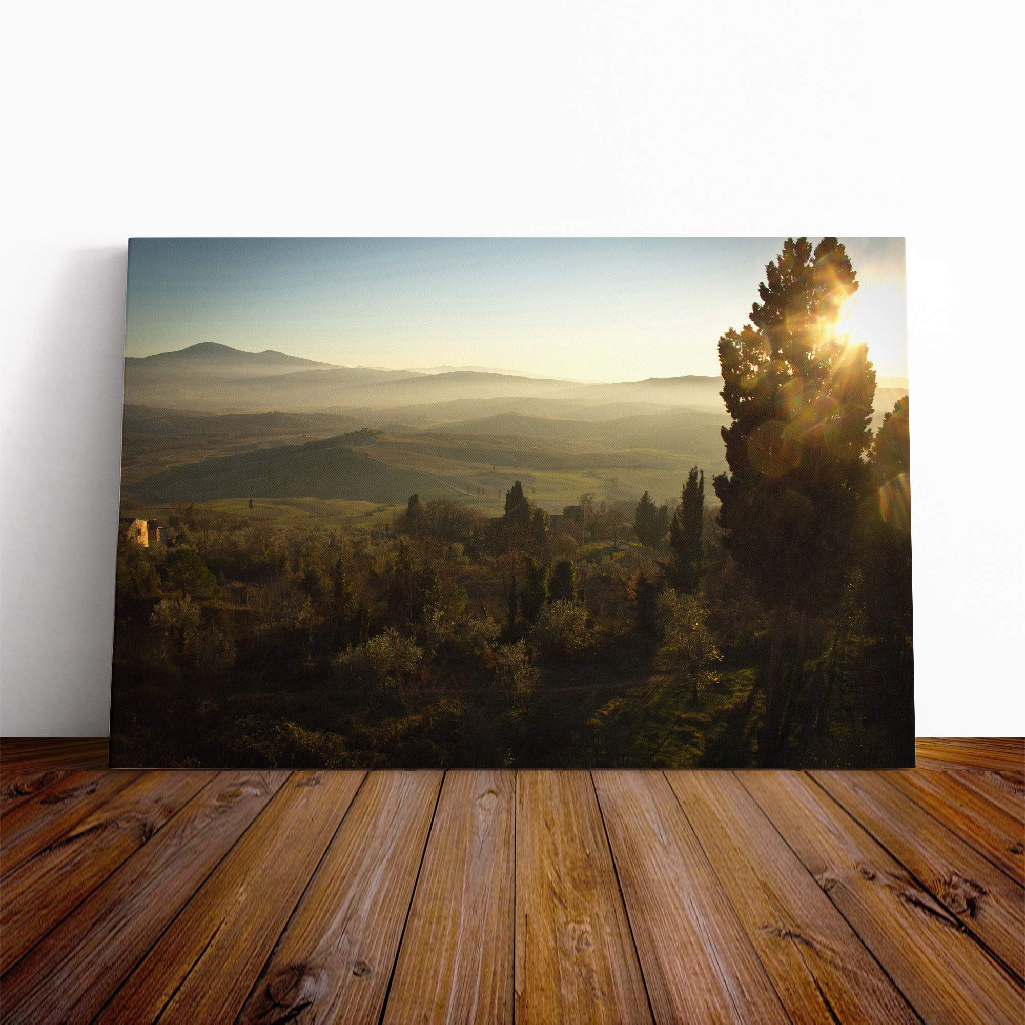 Landscape Tuscany Mountain and Forest Canvas Print | Gallery Wrapped 30mm Frame Wall Art | 20x14 inches | Ready to Hang | Contemporary Landscape Picture | Living Room Bedroom Lounge Office