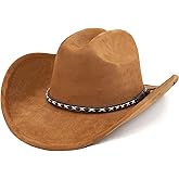 BESOOGII Western Cowboy Hat for Women and Men, Unisex Big Wide Brim Felt Hats for Cowboys and Cowgirls