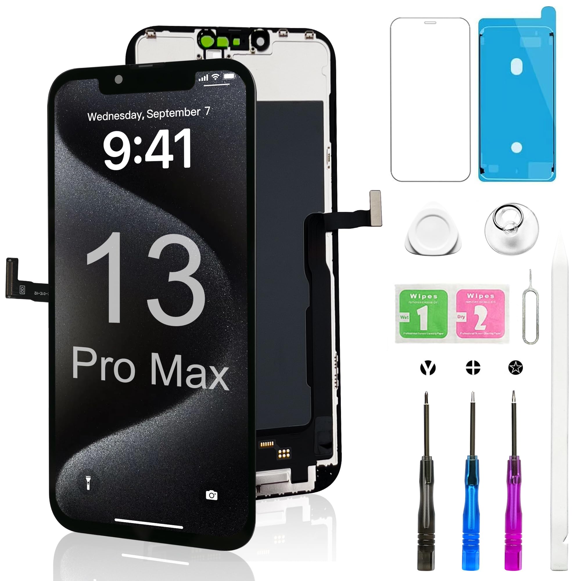 Photo 1 of ZHUOFUYXCH for iPhone 13 Pro Max Screen Replacement Kit Full FHD+ LCD Display with Repair Tool - Compatible with Model A2628/ A2630/A2634/A2635 (6.7 Inch)