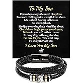 SIGNIXA To My Son Bracelet Stainless Steel Link Bracelet with Inspirational Engraving, Mom to Son Gift for Birthday, Unique Present.