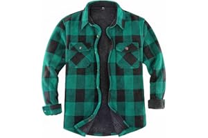 ThCreasa Mens Sherpa Fleece Lined Flannel Shirt Jacket Warm Button Down Plaid Shirt-Jac