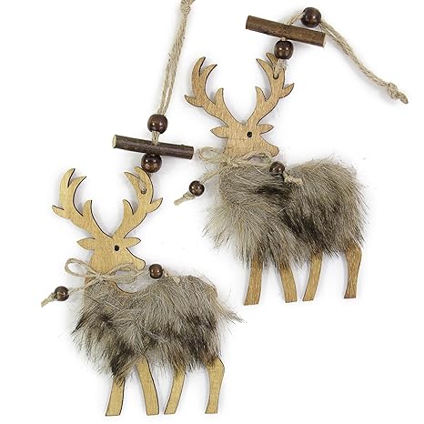 Rentier Deko Klein Holz Mit Fell Weihnachtsdeko Elch Höhe