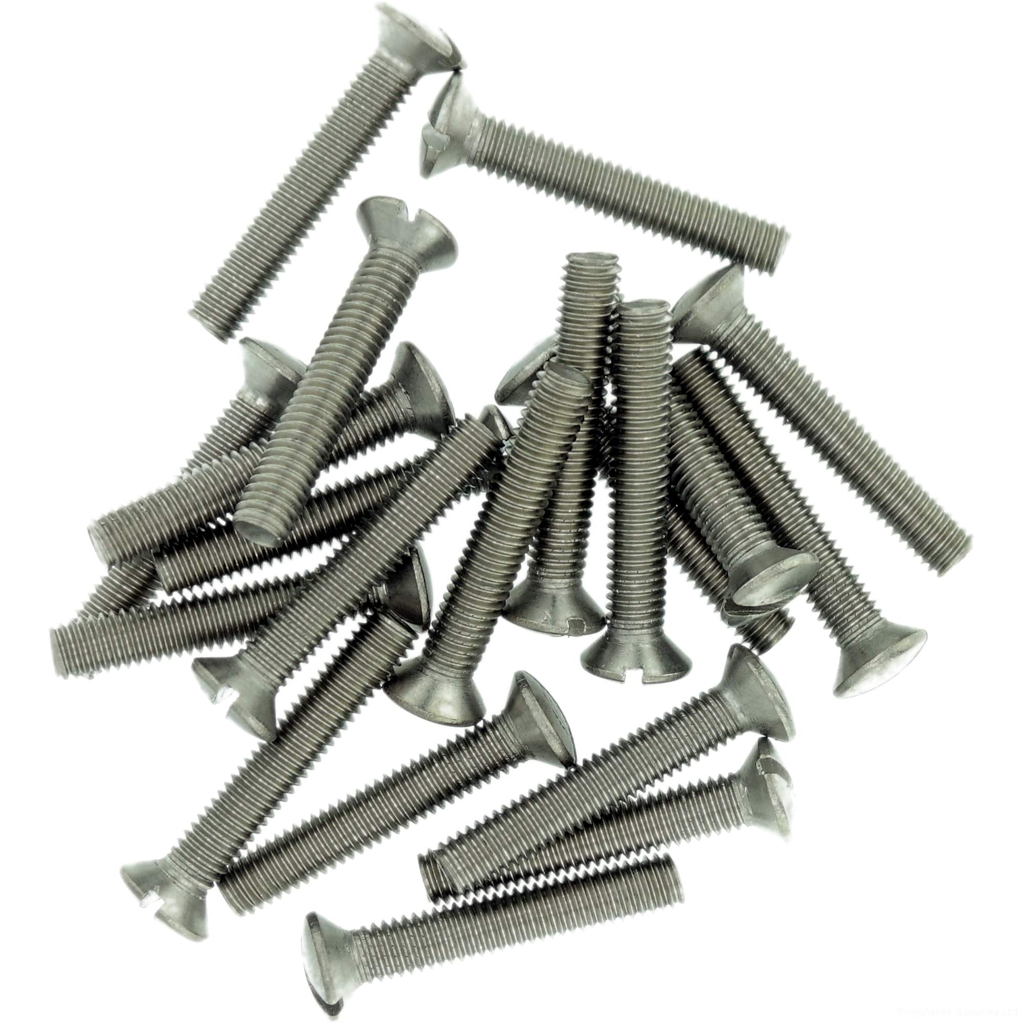 M2.5 (2.5mm x 5mm) Slot Raised Countersunk Machine Screw (Bolt) - Stainless Steel (A2) (Pack of 20)