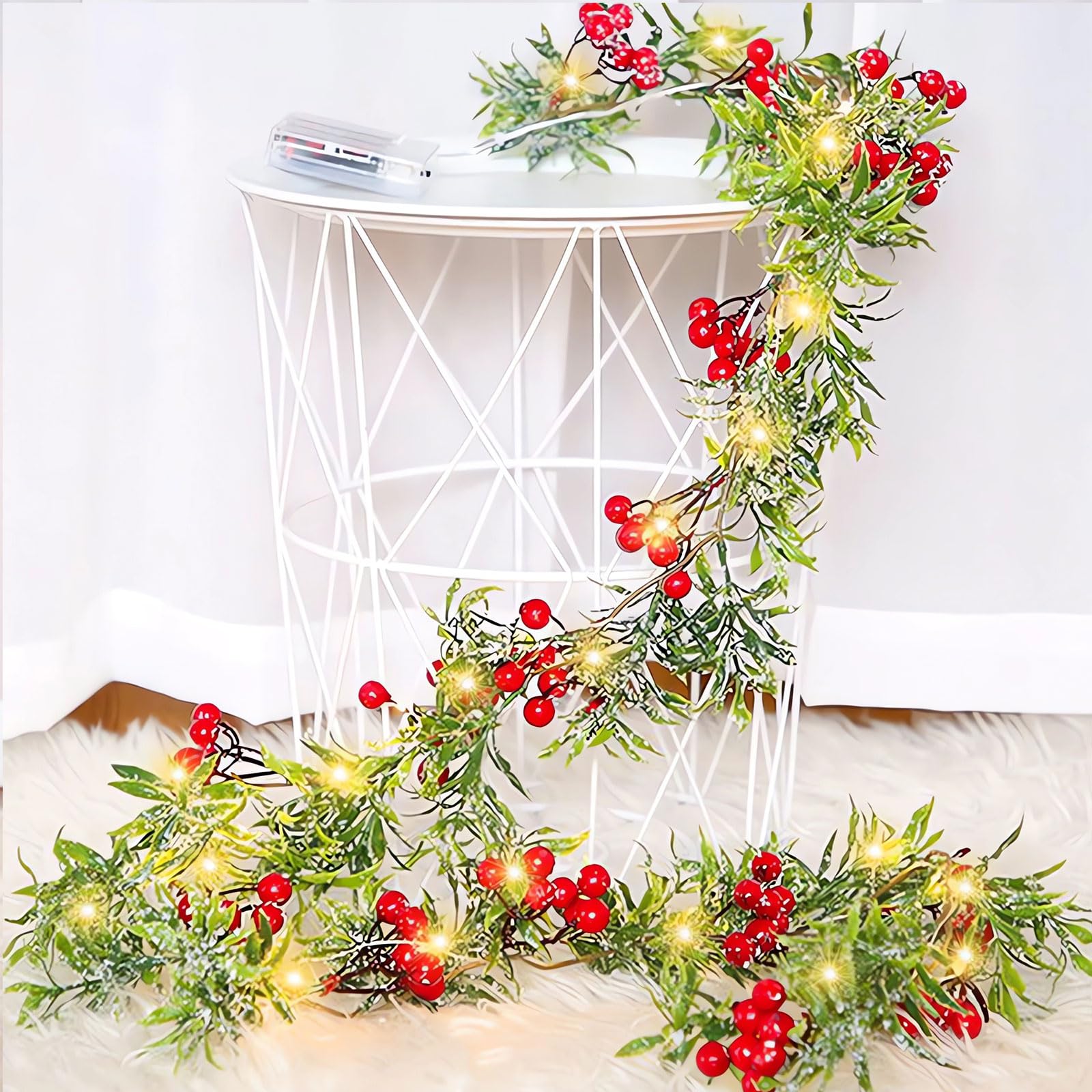 1.8M Artificial Christmas Garland With Lights for Stairs & Fireplace - Xmas Greenery Decorations
