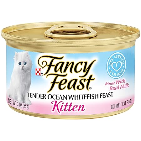 Purina Fancy Feast Wet Kitten Food, Tender Ocean Whitefish Feast, 3 oz Cans (Pack of 24)