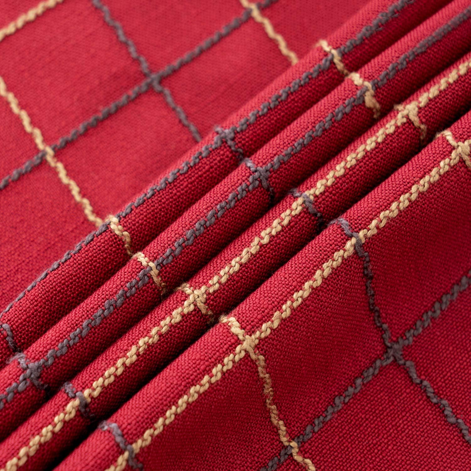 joybest Tablecloths, Rectangle Table Cloth Cotton Linen Wrinkle Free Stitching Lattice Washable Tablecloths Dust-Proof Table Cover for Party Kitchen Dinning (Round, 70 Inch, Red): Kitchen & Dining