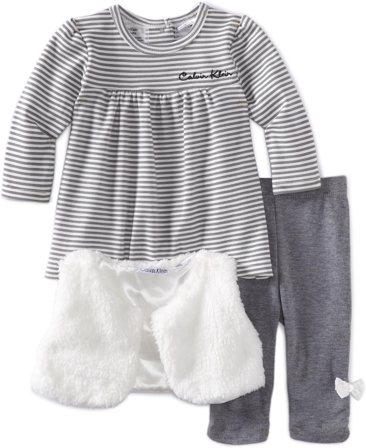 Calvin Klein BabyGirls Newborn Print 3 Piece Vest Set