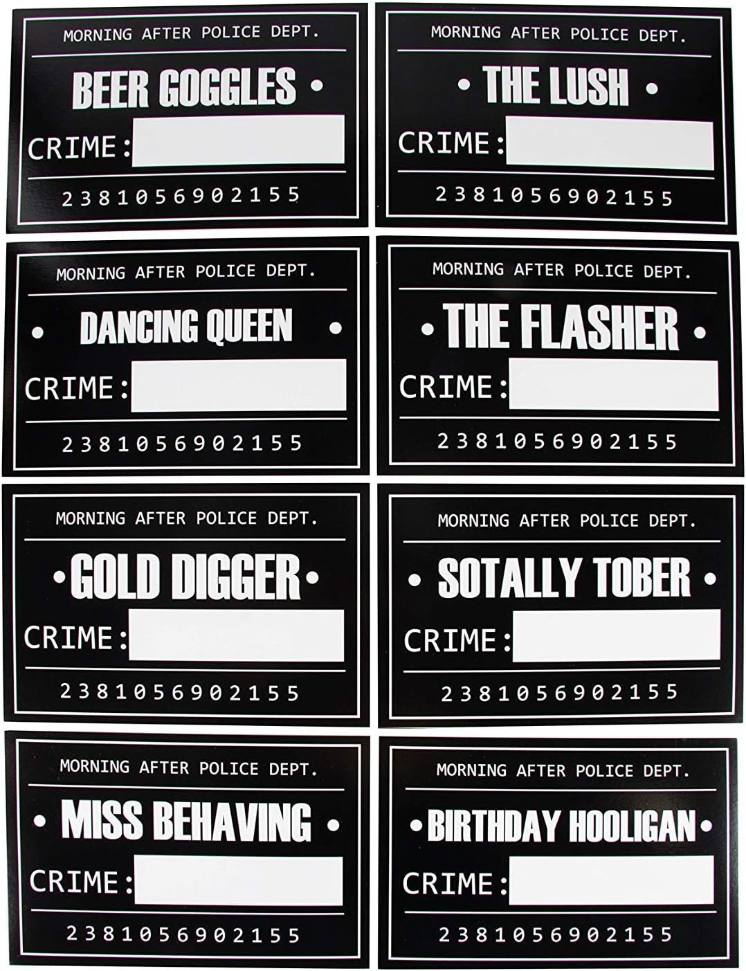 Mugshot Signs - 25 Photo-Booth Props with Height Chart Backdrop Poster for Birthday, Wedding, Bachelorette Party, Sign: 11.5 x 7.5 Inches, Background: 5.17 x 3.83 Feet: Kitchen & Dining