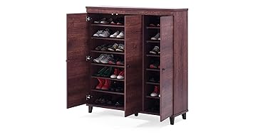 Urban Ladder Zanotti 32 Pairs Engineered Wood Shoe Cabinet Walnut