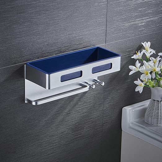 sin Taladro/Adhesivo Kelelife Estantería Ducha con Barra de Toalla para