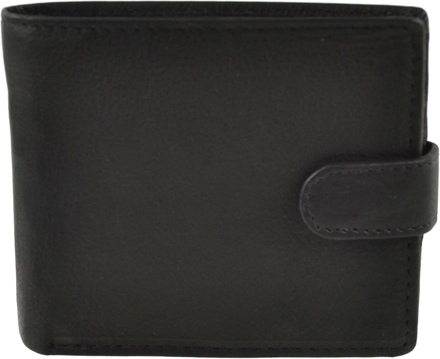 Woods Mens Leather Tabbed Bi-Fold Wallet Change Section Value Gift Box (Black)