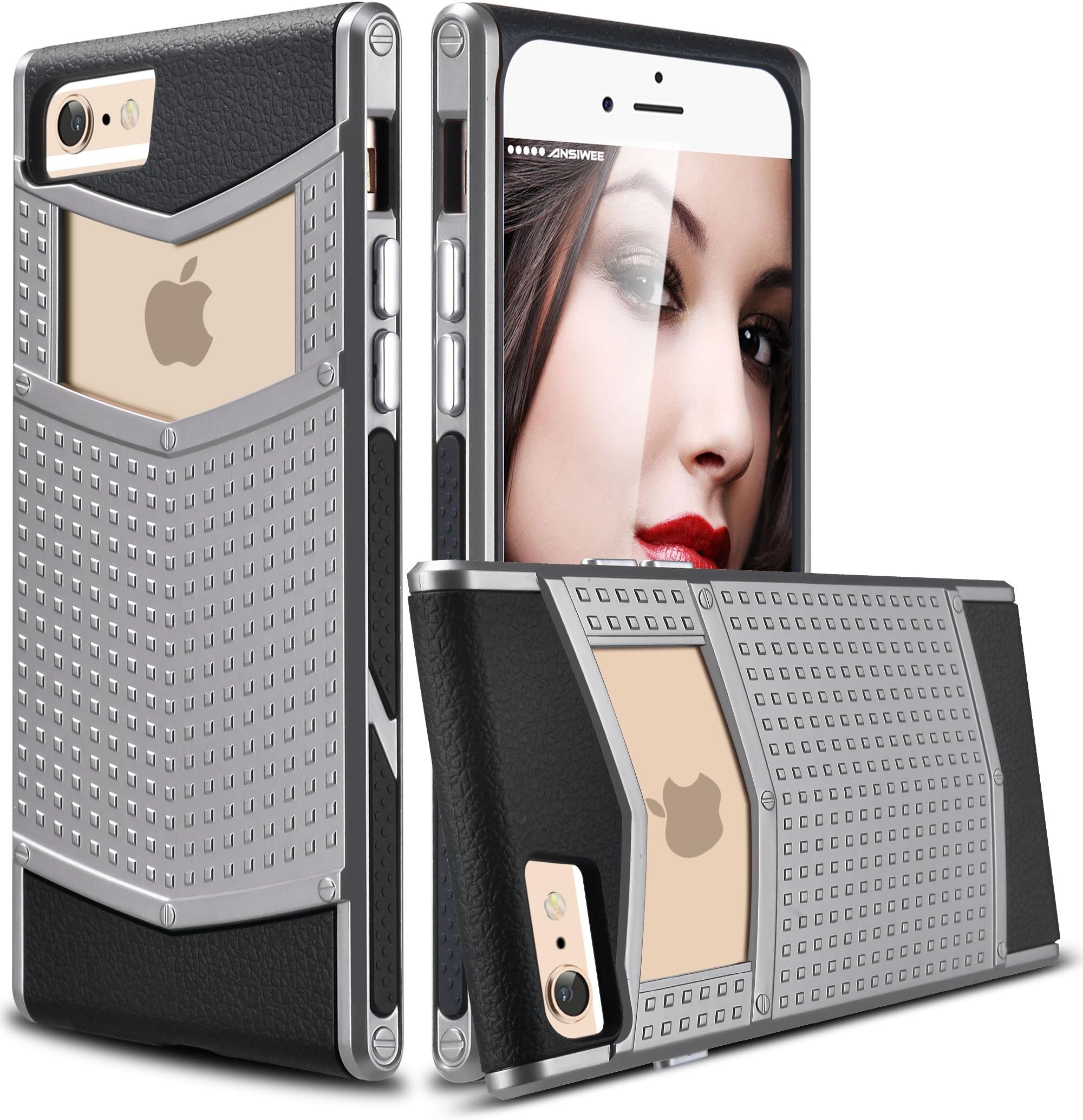 iPhone 6s Plus Case, Ansiwee Anti-Slip Shockproof Armor iPhone 6 Plus Protective Defender Case Shell Slim Fit Non-Slip Grip Rubber Bumper Case Cover for Apple iPhone 6/6s Plus 5.5 Inch (Gray)