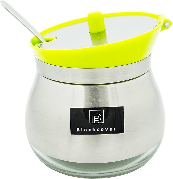 Blackcover Sugar Bowl, Stainless Steel Clear Gass and