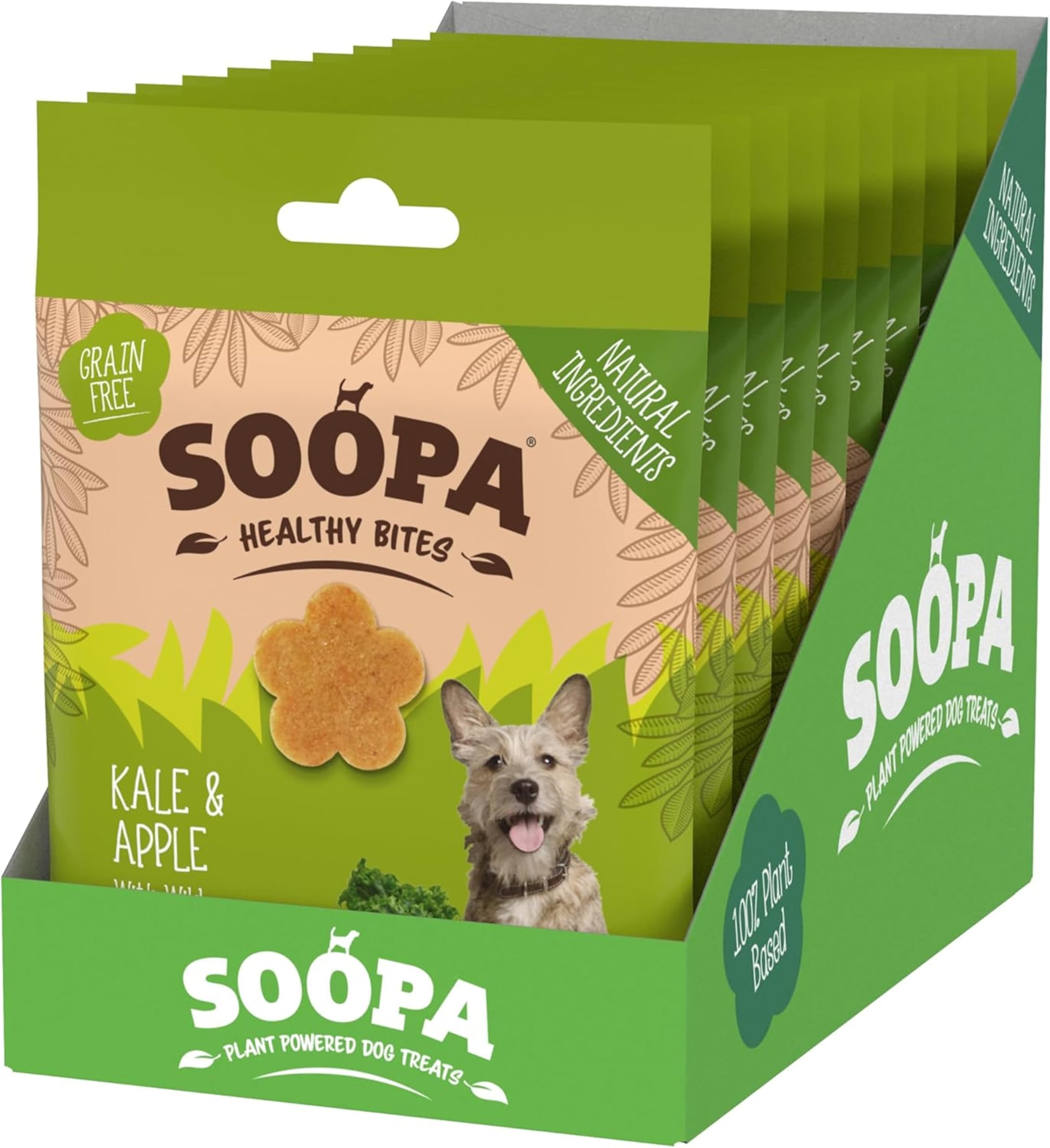 Soopa Kale & Apple Healthy Bites 10-Pack, Human-Grade, Grain-Free, Natural Dog Treats for Small Dogs, Medium, Large, Puppy, Dog Training Treats, Low Calorie, Superfood, Vegan, 10 x 50 g — image 1