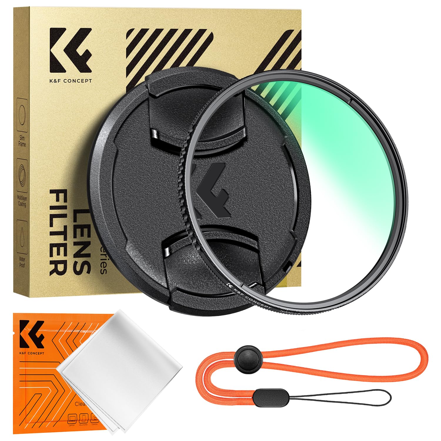 K&F CONCEPT 49MM Polarising Filter Circular Polarizing CPL, Ultra Definiton 24 Layers Multi Coated, with Lens Cap Cleaning Cloth (Nano-D Series)