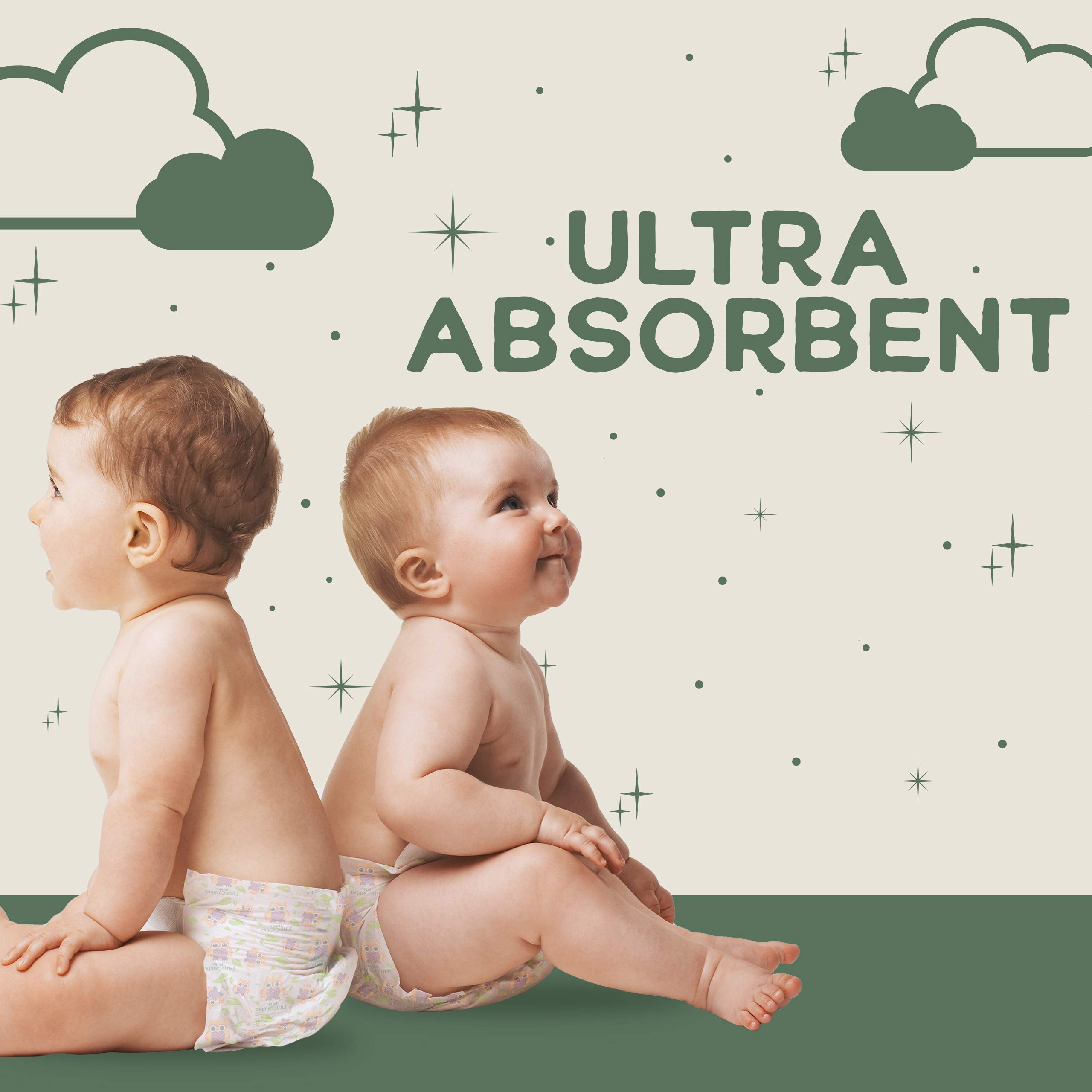 Happy Little Camper Ultra-Absorbent Natural Baby Diapers Size 5 - Hypoallergenic, Unscented & Chlorine-Free Disposable Diapers (150 Count) Come with Natural Baby Wipes (288 Count) for Sensitive Skin