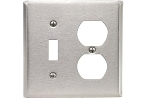 Leviton 2-Gang 1-Toggle 1-Duplex Device Combination Wallplate, 84005-40, Stainless Steel