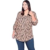 Avenue Women's Plus Size Shirt - Sandy Pintuck Print