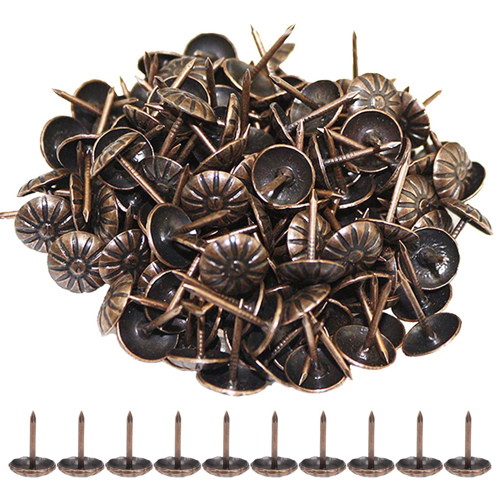 200 Pcs Upholstery Thumbtacks Upholstery Nails Antique Nails Antique Metal Decorative Tack Decorative Furniture Nails Antique Furniture Decorative Nails for Furniture Decor Gift Make DIY Accessories