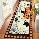 Pauwer Halloween Runner Rug, 2x6 Fall Rug Runner, Happy Halloween | Halloween Carpet Runner, Soft, Non Slip Washable, Fall Pumpkin Decor, For Hallway Farmhouse, Kitchen, Entryway