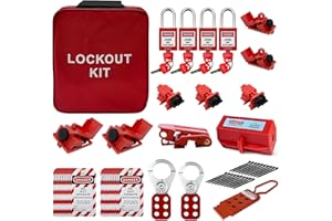 RAVCT Racvt Lockout Tagout Kit,Lock Out Tag Out Kits Electrical with Clamp-On Circuit Breaker Lockout, Group Lockout Hasps, Lockout Tag, Universal Multi- Pole Breaker with Pocket Bag Loto Kit