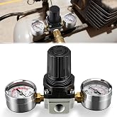 Dreyoo Air Regulator with 0-200 PSI Gauge, Compatible with Craftsman/DeWalt/DeVilbiss Air Compressor, 4 Port Regulator 0-150 PSI Adjustable, 1/4" NPT Inlet/Outlet, 1/8" NPT Gauge Port