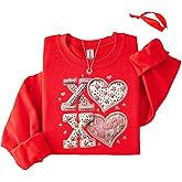 Heart Knit Style Valentine Sweatshirt – Cozy Love Design in Red & Cream