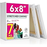 PHOENIX Stretched Canvas for Painting 6x8 Inch/7 Value Pack, 8 Oz Triple Primed 5/8 Inch Profile 100% Cotton White Blank Canvas, Small Framed Canvas for Oil Acrylic & Pouring Art
