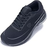 AOV Wide Toe Box Running Shoes Women Arch Support Walking Sneakers for Plantar Fasciitis Athletic Tennis Orthotic Shoes for Workout Gym Black Size 8