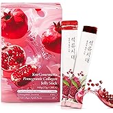 KorGourmetta | Pomegranate Collagen Stick – 20 Sticks, 0.77oz(22g) | Korean Fruit Extract, Daily Beauty Supplement, No Sugar Added, Portable On-The-Go Sticks | 석류 콜라겐 스틱