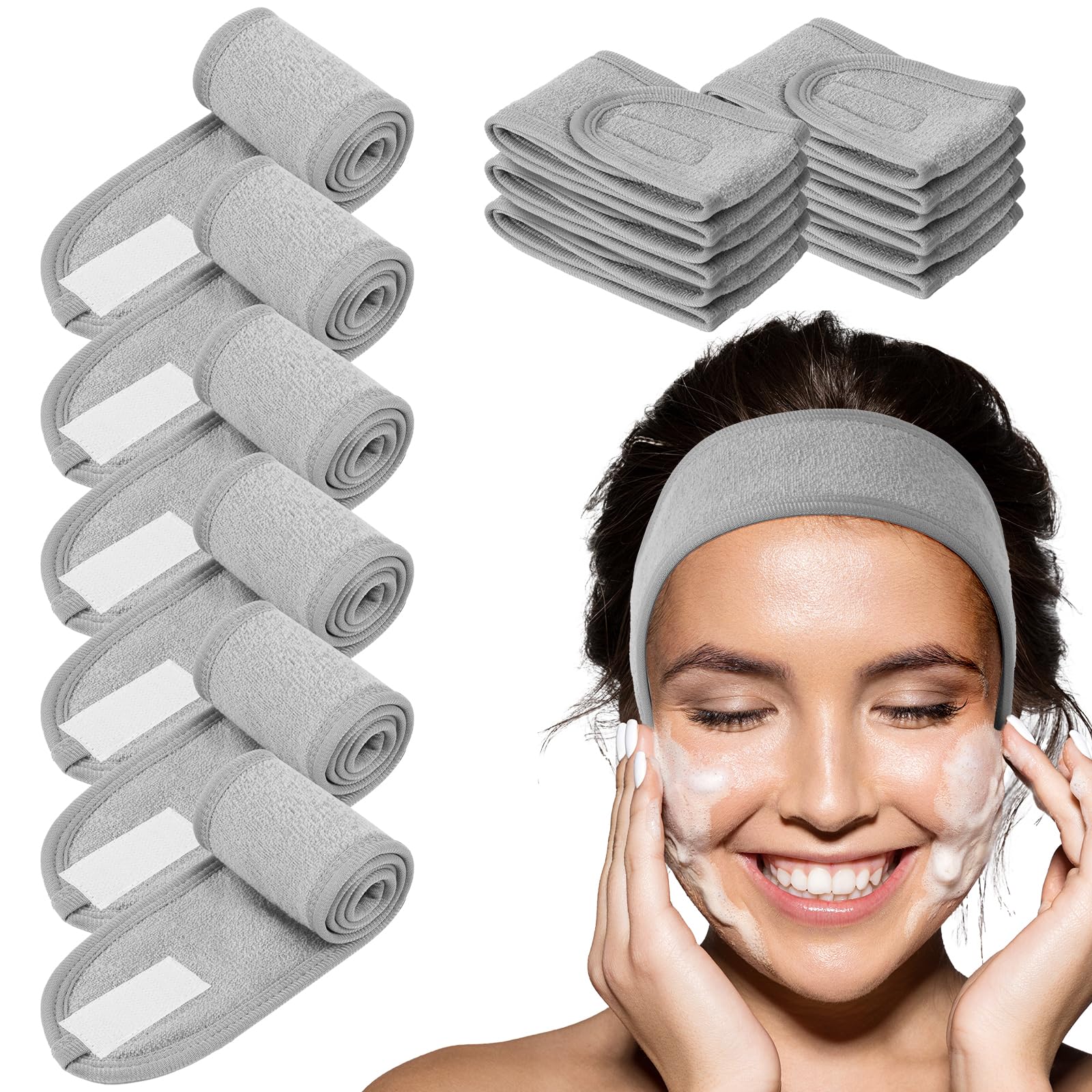LOPHE 6 x Microfibre Hair Band for Women Makeup, Adjustable Reusable Headband with Magic Tape for Spa, Yoga, Sports, Face Care