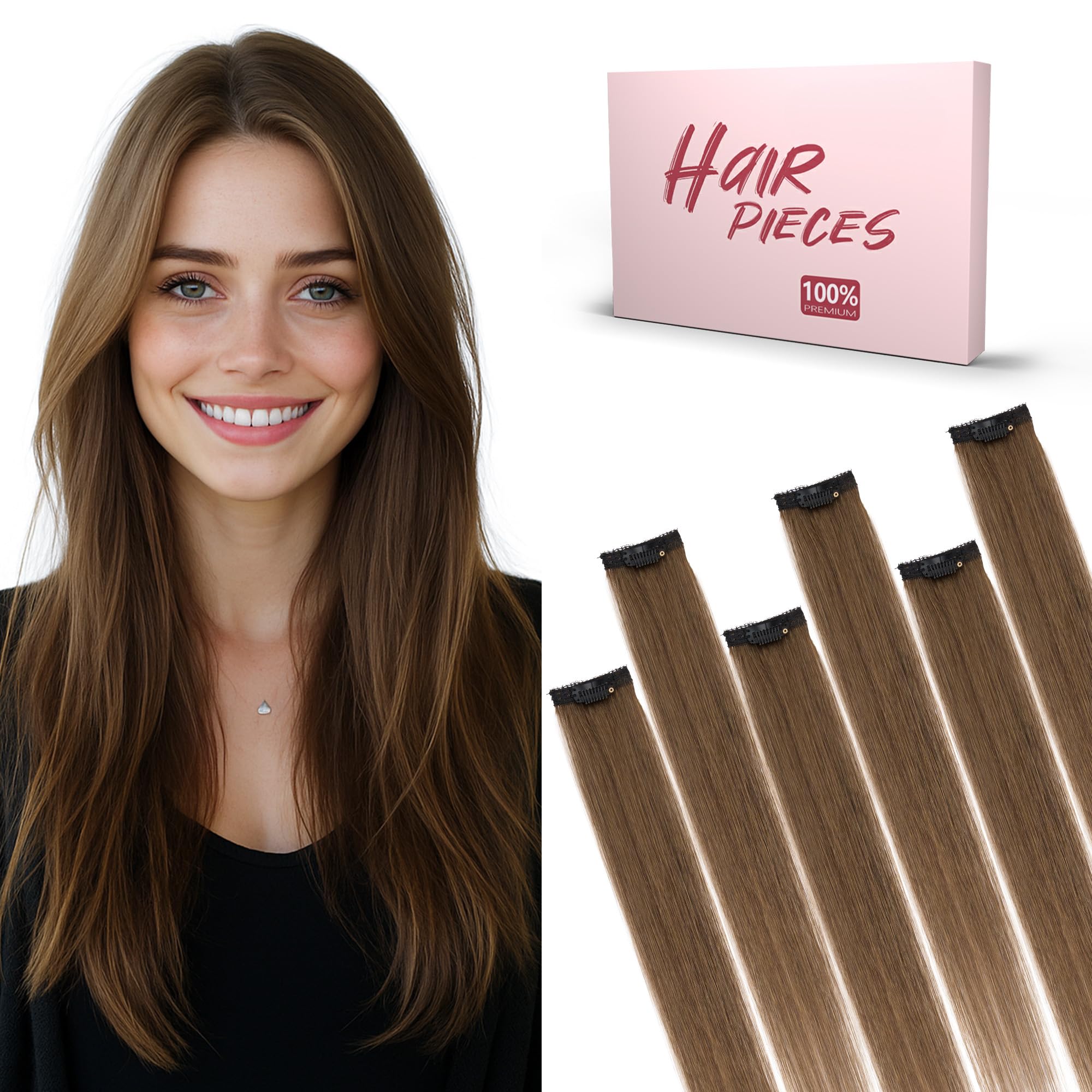Photo 1 of **similar--may not be exact**SEGO Clip In Short Hair Extensions Real Human Hair Single 6 Pcs Individual Clip Ins Remy Straight Soft Seamless Hairpieces for Women -10 Inch #04 Medium Brown