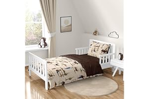 Sweet Jojo Designs Brown Western Cowboy Boy Toddler Bedding Set Kids Children 5p Bed in a Bag with Comforter Blanket Pillowcase Sham Sheets Wild West Horseshoe Horse Cow Animal Desert Tan Red and Blue