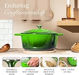 nuovva Enamelled Cast Iron Dutch Oven 5 Quart Green 24cm Lid view 7