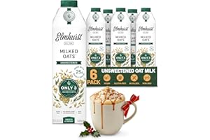 Elmhurst 1925 Unsweetened Oat Milk - 32 Ounce (Pack of 6) Dairy-Free, Gluten-Free, Vegan, Kosher, Shelf Stable Milk Made with Water & Oat Grains for Healthier, Simpler Plant-Based Alternatives
