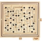STERLING Wooden Labyrinth Marble Maze Game, Large 12.75" x 11.5" Tilt Maze Game Board with 60 Waypoints and Marble Balls Included, for Kids and Adults 6 Years and Up