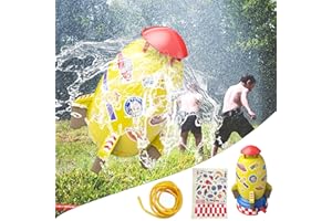 EVNOGOI Rocket Toy, Outdoor Yard Sprinkler Toy Rocket Sprinkler Summer Toy | Water Pressure Control Flight Altitude | Water Sprayer Toys for Kids 3 Years and Up (Yellow)