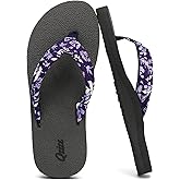 Qzize Women's Wide Width Flip Flops with Arch Support - Yoga Mat Comfort, Lightweight Slip-On Beach & Walking Sandals for Indoor/Outdoor