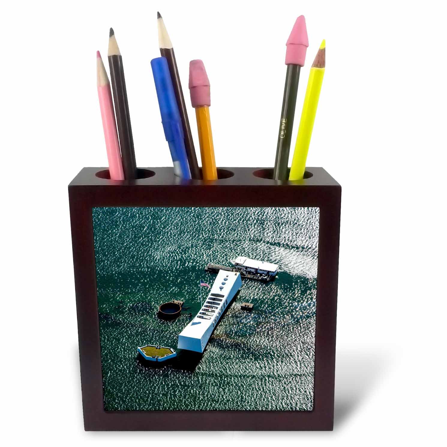 3dRose ph_230651_1 5-Inch Uss Arizona Memorial/Pearl Harbour/Oahu/Hawaii Tile Pen Holder