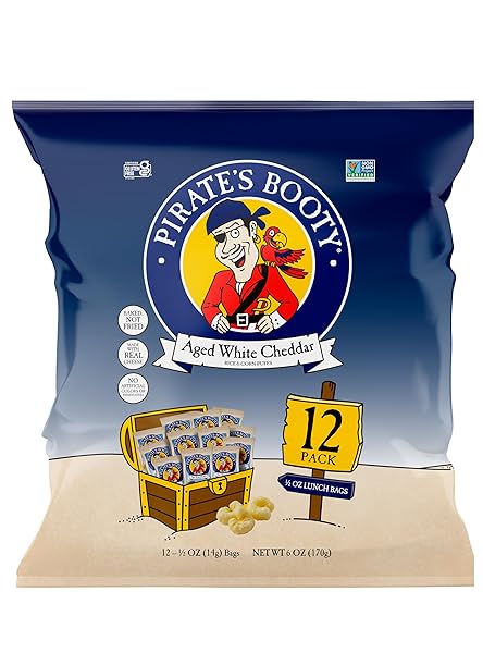PIRATE’S BOOTY AGED WHITE CHEDDAR CHEESE PUFFS, GLUTEN-FREE, KIDS SNACKS, 0.5OZ (12CT)