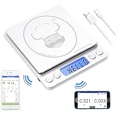 Reflex 500g / 0.01g Digital Pocket Wireless Smart Food Kitchen Scale Grams and Ounces USB Rechargeable, Portable, Accurate, Metal Stainless Steel Surface, Keto Calculator, Baking, Counter, Reloading