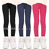Resinta 3 Pack Girls Winter Fleece Lined Leggings Thick Warm Leggings Footless Velvet Pants Tights for Girls