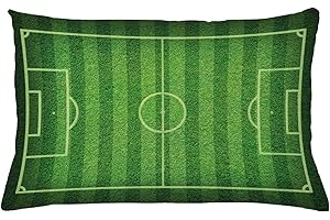 Lunarable Sports Throw Pillow Cushion Cover, Realistic Green Grass Soccer Field Theme Sports Hobby Competition Field, Decorative Rectangle Accent Pillow Case, 26" X 16", Lime Green