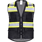 ProtectX 6 Pockets High Visibility Safety Vest for Men Women Class 2 Reflective Hi Vis Work Construction Vest